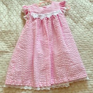 Preppy seersucker pink toddler girl’s dress 3T